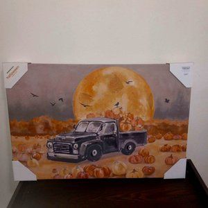 Kirklands Haunted Pumpkin Truck Halloween Wall Art